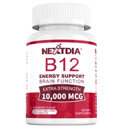 Vitamin B12, Methylcobalamin 10000 mcg, Active B12 Vitamins, Vegan Methyl B12 For Energy Metabolism & Brain Health, Boost Immune System, Natural Strawberry Flavor, Zero Sugar, 90 Fast Dissolve Tablets