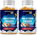 Vitamatic Sugar Free Kids Melatonin 1mg, 90 Gummies, Pineapple & passionfruit Flavored Gummies, 90 Days Supply (Pack of 2)