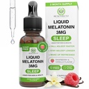Wohlwollende flüssige Melatonintropfen für Erwachsene und Kinder 3mg - Melatonin-Flüssigkeit als schnell wirkende Schlafhilfe, um schneller und länger einzuschlafen - Nicht-GVO & Made in USA - Berry Vanilla Flavor, 2 Monate Versorgung