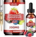 Kalium-Magnesium-Zitrat-Ergänzung, flüssiges Magnesium-Zitrat Tropfen 200mg mit Ashwagandha, Calcium, Zink, Vitamin D3, B6, B12, CoQ10 - Vegan 2 fl oz Mix Berry Flavor