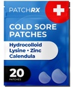 PatchRx Cold Sore Patches for Lips (20 Patches) Lysine, Calendula & Zinc – Hydrocolloid Cold Sore Patch for Lip (Night or Day-time Remedy), Fever Blister Patches