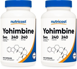 Nutricost Yohimbine HCl 5mg, 240 Capsule (2 Bottiglie) - Extra Forza - Gluten Free & Non-OGM