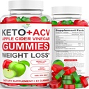 Keto ACV Gummies Advanced Weight Loss - ACV Keto Gummies Supplement für Damen und Herren - Metabolismus, Detox, Cleanse - Apfelessig - Ingwer + Apfel Geschmack