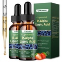 2PCS R Alpha Lipoic Acid Liquid Drops 600mg – ALA Supplement Nerve Savior for Neuropathy for Nerve, Energy & Metabolism Support - Extra Strength with Turmeric, Selenium, C E & B12, Strawberry Flavor