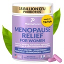 Natürliche Menopause Ergänzungen für Frauen - Perimenopause Ergänzungen für Hormonal Balance, Bloating & Mood Swings | Hot Flashes Menopause Relief w/Probiotics & Prebiotics, Black Cohosh & Chasteberry
