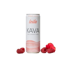 LEILO | Kava Powered Sparkling Relaxation Drink | Raspberry Hibiscus 12-Pack - Non-ALC Calming Getränke | 12 fl oz Cans (Pack von 12)