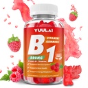 Vitamin B1 Gummies 500mg for Adults & Kids, Thiamine B1 Supplement with Magnesium, Vitamin B1 Supplement for Nervous System Supports & Boost Energy, Raspberry Flavor, 60 Count