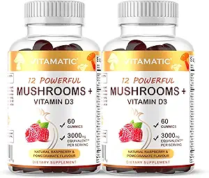 Vitamatic Mushroom Complex mit D3, 60 Pectin basierten Gummis, (Pack mit 2)