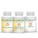 Dr Clark Store Intestine Support & Cleanse Kit - with Freeze-Dried Green Black Walnut Hulls, Wormwood, and Cloves-Helps Maintain Optimum Intestinal Function - Vegetarian Capsules