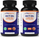 Vitamatic 2 Packs MCT Öl Kapseln 3000 mg pro Servieren - 180 Softgels - aus Kokosöl - Enthält 55% Caprylsäure C8 und 40% Caprinsäure C10 ( 360Total Softgel)