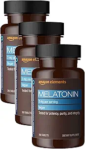 Elemente Melatonin 3mg, Hilft mit okzialen Schlaflosigkeit, Vegan, Unflavored, 260 Tabletten, 8 Monate Versorgung (Packaging Mai Vary) (Pack von 3)