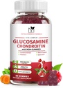Glucosamin Chondroitin Gummis Triple Strength (1.000mg Glucosamin,750mg Chondroitin) mit MSM, Turmeric, Quercetin, Vitamin E, Joint Support Supplement, Antioxidant 60 Gummis Raspberry Flavor