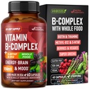 Vitamin B Complex - B1 | B2 | B3 | B5 | B6 | Biotin | B12 | 5-MTHF - Astragalus & Whole Food Blend - Energy, Metabolism & Brain - Vitamine B für Damen und Herren - Made in USA - 60 Kapseln, 60 Tage Versorgung