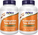 NOW Foods Supplements,Acidophilus,Two Billion,Strain Verified,Healthy Intestinal Flora*,250 Veg Capsules,(Pack of 2)
