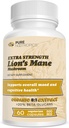Pure Nootropics - Bio Lion's Mane 8:1 Pilz 500 mg | Dual Extract | 60 Vegetarische Caps | >20% Beta-Glucans | Hericium erinaceus | Gehirngesundheit
