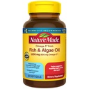 Nature Made Omega 3 Fischöl und Algenöl Ergänzungen, 1200mg, Algenöl & Fischöl Mischung, Omega 3 Ergänzung für Herz, Gehirn und Augen Unterstützung, ein pro Tag, 60 Softgels