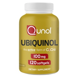 Qunol 100mg Ubiquinol, Leistungsstarkes Antioxidans für Herz- und Gefäßgesundheit, essentiell für die Energieerzeugung, natürliche Ergänzung aktive Form von Coq10, 120 Zähler