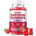 Saffron Gummies, 10-in-1 Saffron Supplement, Contains 88.5 mg of Saffron Extract, Mood & Sleep Support, Sugar-Free, Strawberry Flavor, 60 Count
