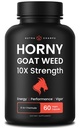 NutraChamps Horny Goat Weed, 1000mg Epimedium Energy Supplement, 10X Stärke Icariin, Ginseng, Tribulus & Maca Pillen für Damen und Herren, Verbesserte Absorption mit schwarzem Pfeffer, 60 Vegan Kapseln