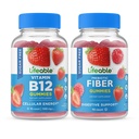 Lifeable Sugar Free Vitamin B12 + Prebiotic Fiber, Gummies Bundle - Great Tasting, Vitamin Supplement, Gluten Free, GMO Free, Chewable Gummy