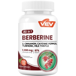 VEV Berberine Supplement with Ceylon Cinnamon, Cayenne Pepper, 120 Capsules
