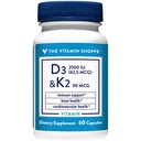 La vitamina Shoppe Vitamina D3 K2 2500 IU - Densità di ossa & salute del cuore | D3 + K2 MK-7 | 60 capsule | Formula sinergica