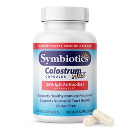 Symbiotika Colostrum Gemüsekapseln, 120 Count - Immun & Gut Unterstützung mit Lactoferrin und natürlich vorkommendem IgG - Glutenfrei, rBST-frei - 120