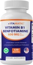 Vitamatic Benfotiamine 300mg + Vitamin B1 300 mg - 120 Vegetable Capsules - Made in the USA - Gluten Free - Non-GMO