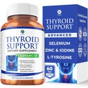 1 supplemento di sostegno della tiroide del corpo per le donne e gli uomini, selenio con iodio, zinco, B12, Ashwagandha e L-tirosina, sostiene la salute dell'ormone, l'energia e il metabolismo, alimentazione di 30 giorni