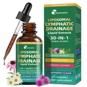 Liposomal Lymphatic Drainage Supplements with 30-in-1 Herbal Blend - Echinacea | Oregano | Milk Thistle - Sugar Free Lymph System Drops - Immune Support, Cleanse & Detox, Raspberry Flavor, 2 fl oz
