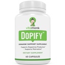 VitaMonk Dopify Dopamine Supplement Dopamine Booster mit Uridin Monophosphat, Mucuna Pruriens, L-Theanin, Tyrosin und mehr - Keine künstlichen Füllstoffe, Nur Brain Food - 60 Kapseln