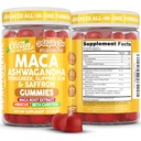 Clean Nutra Maca Root Gummies Ashwagandha Fenugreek Slippery Elm Saffron Hibiscus Beta Carotene Vitamin A for Women Macaroot Extract 60 Gummies Vegan Adaptogen Supplement Gummy Non GMO
