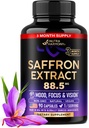 Natural Saffron Supplements - Pure Saffron Extract 88.5 mg - Made in USA - Mood | Focus | Vision | Energy Support - Augengesundheit für Damen und Herren - NonGMO Vegan Pillen - 90 Pulver Kapseln, 3 Monate Versorgung