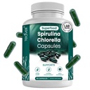 Spirulina und Chlorella-Kapseln - Chlorophyll-Pillen und blaugrüne Algen unterstützen leistungsstarke Detox, Energie und ein gesundes Immunsystem - 3x mehr Chlorella-Spirulina-Pulver / Serving - 90 Ct