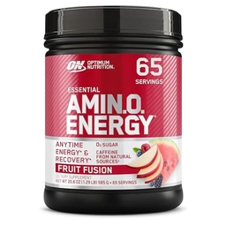 Optimum Nutrition Amino Energy - Pre Workout mit grünem Tee, BCAA, Aminosäuren, Keto Friendly, Green Coffee Extract, Energy Powder - Fruit Fusion, 65 Portionen (Packaging May Vary)