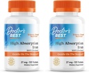 Doctor's Best High Absorption Eisen Tablet mit Ferrochel, Gentle on The Stomach, Immune Health, Blutgesundheit, 27 mg (Pack von 2)
