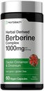 Horbäach Berberine Complex Supplement | 60 Vegan Capsules | with Ceylon Cinnamon & Chromium | Naturally Derived | Non-GMO, Gluten Free Formula