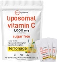 Micro Ingredients 1.000mg Vitamin C Pulver für den täglichen Gebrauch | Fett lösliche Form für eine bessere Absorption | Zuckerfreie Limonade Drink Mix | 40 Reisepakete, schnell auflösend