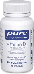 Reine Kapseln Vitamin D3 25 mcg (1.000 IU) - Ergänzung zur Unterstützung von Knochen, Gelenk, Brust, Herz, Colon & Immune Gesundheit - mit Premium Vitamin D - 30 Kapseln