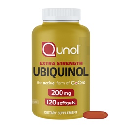 Qunol Ubiquinol CoQ10 200mg Softgels, Powerful Antioxidant for Heart and Vascular Health, Essential for Energy Production, Natural Supplement Active Form of CoQ10, 120ct Softgels