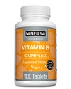 Vitamin B-Komplex, 180 vegane Tabletten, alle B-Vitamine einschließlich B12, B1, B2, B3, B5, B6, B7, B9, Folsäure, für Stress, Energie und gesundes Immunsystem*, natürliche Ergänzung ohne Zusatzstoffe