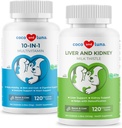 Milchdistel + 10 in 1 Multivitamin für Hunde - Leberunterstützung, Haut- und Mantelgesundheit, Verdauungsgesundheit, Hüft- und Gelenkunterstützung und Herzgesundheit.