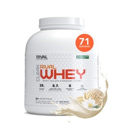 RIVAL NUTRITION Clean Rival Whey True Vanilla Protein Powder I Whey Isolate Primary Source I 5.01 Lb, 71 Servings I No Artificial Flavors or Colors I 25g Protein Per Scoop | Muscle Recovery