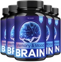 (5 Pack) Memory Mood and Brain Capsules - Official Daily Support Brain Health Supplement Pills Advanced Formula, Memory & Mood Brain & Memory Focus Reviews, 300 Capsules for 5 Months