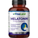 FineLand MELATONIN 3mg Chewable, 50 Tablets, 50 Day Supply, Fast Dissolve, Normal Sleep, Wake Cycles Support, Sleep Aid, Premium, Healthy, Made in USA