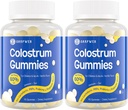 Bovine Colostrum Supplement Gummis - mit 60% Höchste IgG, Lactoferrin, Probiotika und Präbiotika für Erwachsene und Kinder, Vanilla Flavor & Sugar Free, 2 Pack