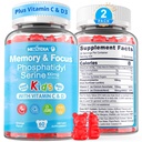 Phosphatidylserine Supplement 100mg, Focus Gummies for Kids Teens + Vitamin C & D3 400IU, Sugar Free Kids Brain Gummies Increase Attention & Concentration, Chewable, Vegan, Gluten Free, Non-GMO 2 Pack