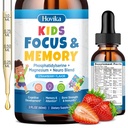 Kids Focus and Attention Supplements with Phosphatidylserine, L-Theanine, Omega-3 & Magnesium Glycinate - Kids Brain Vitamins Liquid Drops - Supports Concentration, Memory, Sleep & Mood, Strawberry