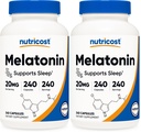 Nutricost Melatonin 20mg, 240 Capsules, Non-GMO & Gluten Free (Pack of 2)