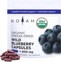 KOYAH Organic Wild Blueberry Capsules – Freeze-Dried Whole Fruit – 600 mg (3,960 mg Fresh) – Lowbush Variety (Vaccinium angustifolium) - Kognitive Funktion & Antioxidans Support - 60 Kapseln